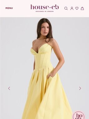 House of CB Lemon Yellow Strapless Sweetheart Ball Gown